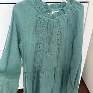 Cyrillus Teal Dress with Lace Detail